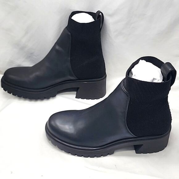 🚨NEW🚨STEVE MADDEN🚨 HOLLEY BLACK ANKLE CHUNKY CHELSEA BOOT LADIES 12 NWOB - Picture 7 of 16